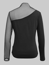 Long Sleeves Skinny Asymmetric Solid Color Split-Joint High Neck T-Shirts Tops