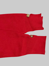 Long Sleeves Loose Beaded Solid Color Split-Side High Neck Sweater Tops