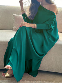 H-Line Loose Buttoned Solid Color Maxi Dresses