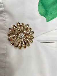 Flower Print Pleated A-Line Loose V-Neck Midi Dresses