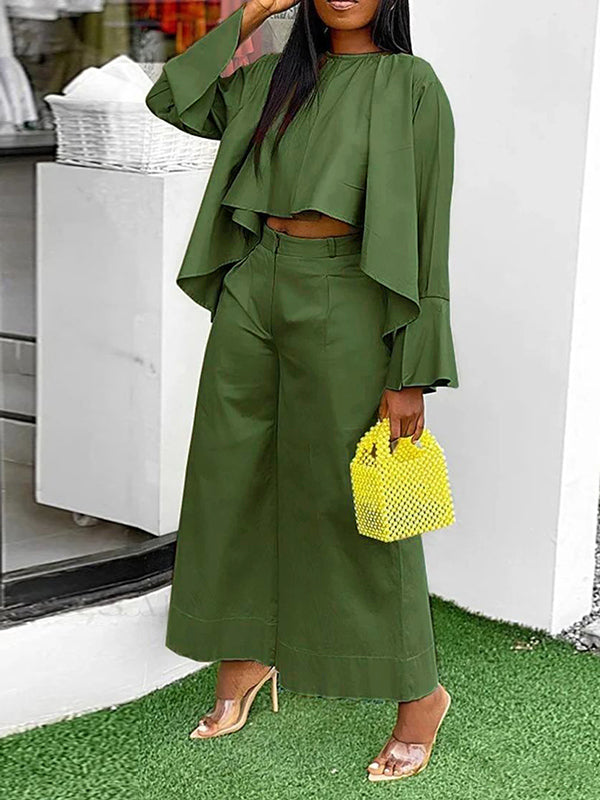 Wide Leg Solid Color Split-Joint Pants Trousers