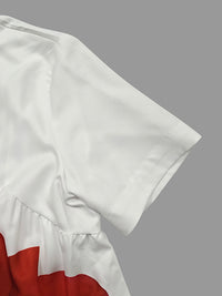 Flower Print Pleated A-Line Loose V-Neck Midi Dresses