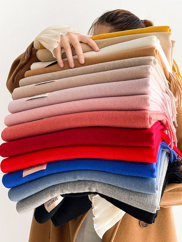Solid Color Tasseled Scarf Scarfs&Hats