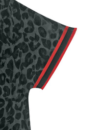 Loose Wide Leg Contrast Color Leopard Pockets See-Through Split-Joint Striped Pants Trousers