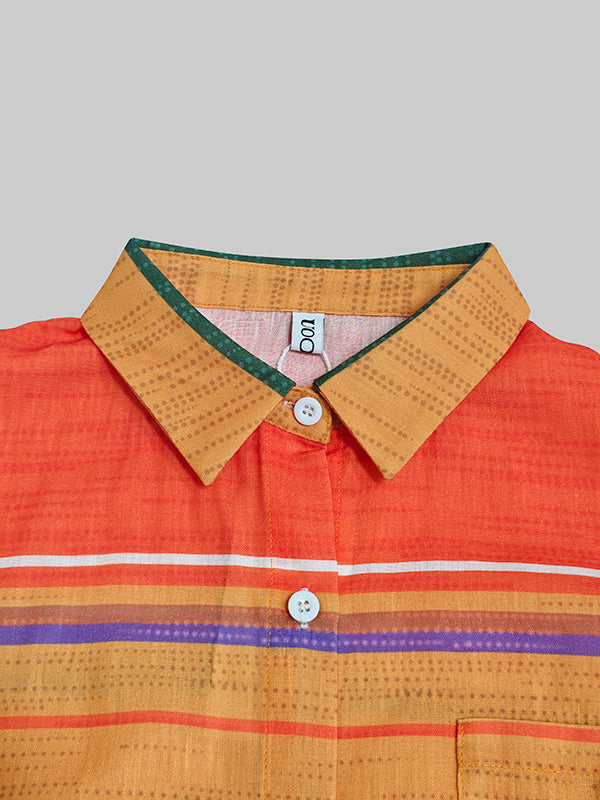 Long Sleeves Loose Buttoned Contrast Color Lapel Blouses&Shirts Tops