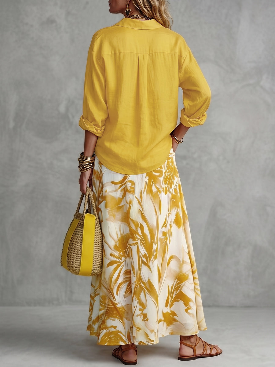 Long Sleeves Loose Buttoned Solid Color Lapel Blouses&Shirts Tops