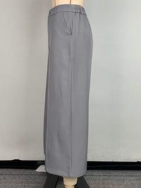 Loose Wide Leg Pockets Solid Color Ninth Pants Trousers