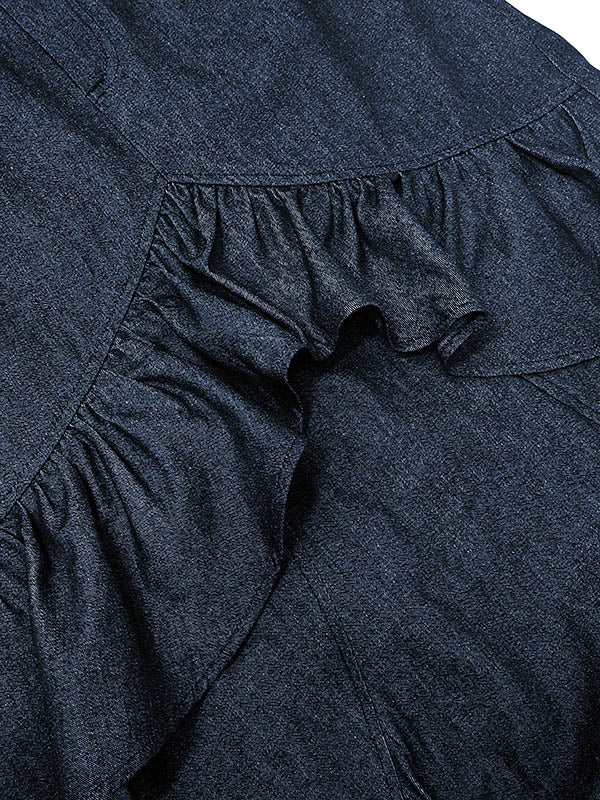 Bodycon High Waisted Ruffled Solid Color Split-Joint Skirts Bottoms