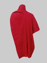 Asymmetric Solid Color Split-Joint Loose High Neck Sweater Tops