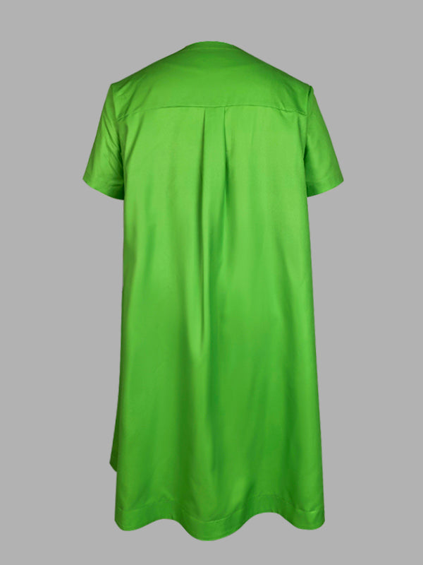 A-Line Loose Flower Print V-Neck Midi Dresses