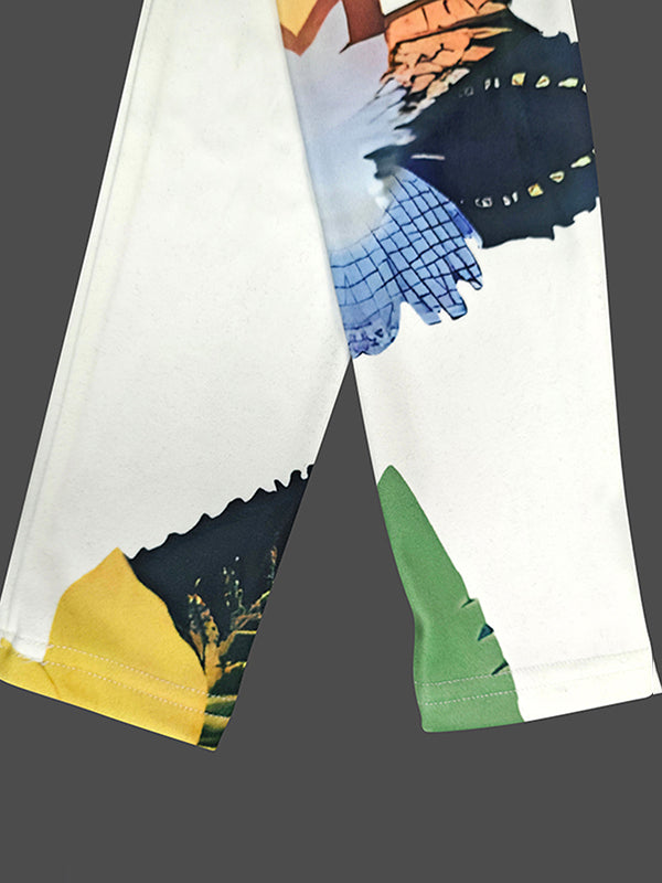 Flower Print Long Sleeves Skinny High Neck T-Shirts Tops