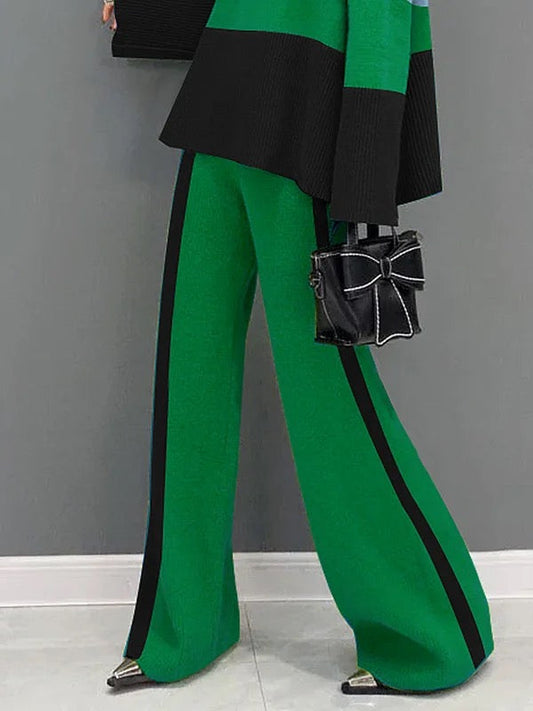 High Waisted Loose Contrast Color Pants Trousers