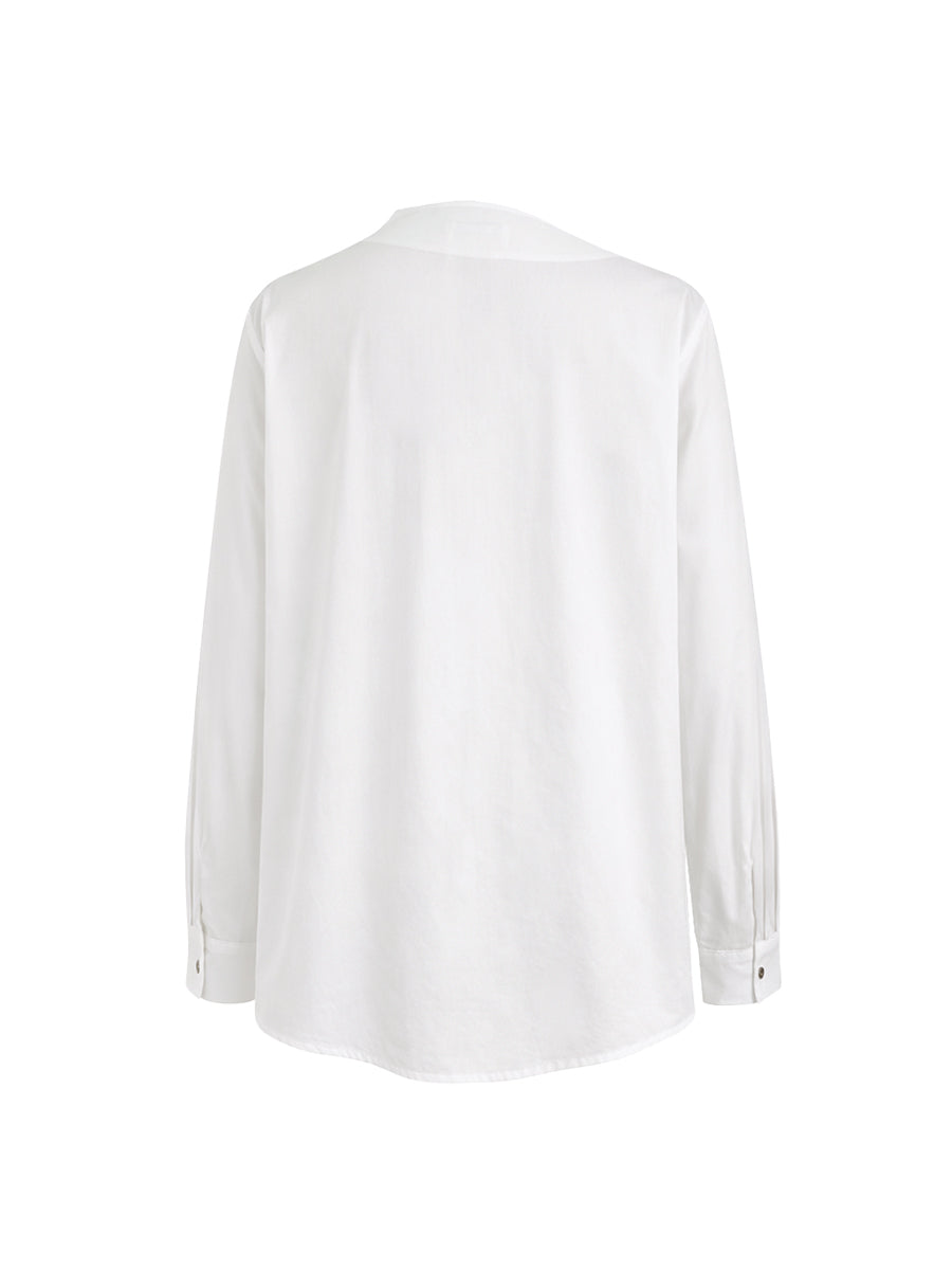 Long Sleeves Asymmetric Buttoned Split-Front Blouses&Shirts Tops