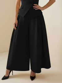 High Waisted Loose Pleated Solid Color Split-Joint Pants