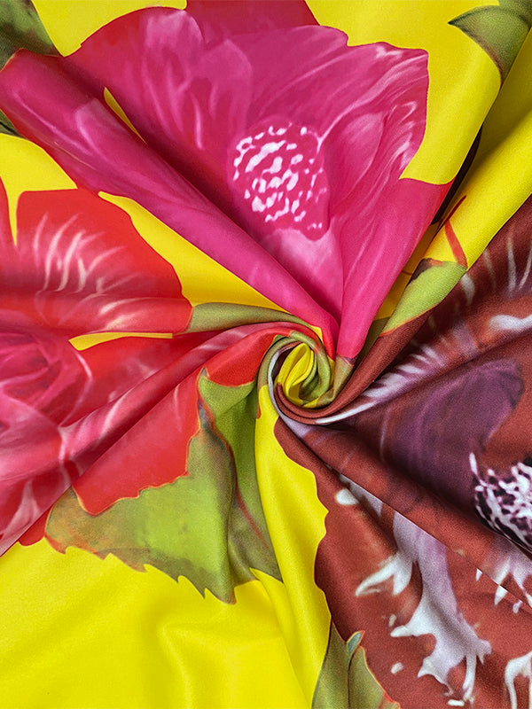 A-Line Sleeveless Flower Print Split-Joint V-Neck Maxi Dresses