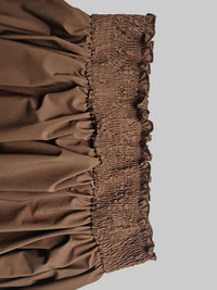 Loose Puff Sleeves Elasticity Pleated Solid Color Off-The-Shoulder Maxi Dresses