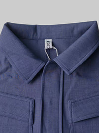 Long Sleeves Loose Solid Color Zipper Lapel Jumpsuits