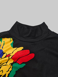 Flower Print Multi-Colored Skinny High Neck Maxi Dresses