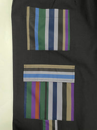 High Waisted Loose Pockets Split-Joint Striped Pants Trousers