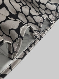 Long Sleeves Loose Buttoned Contrast Color Snakeskin Printed Lapel Blouses&Shirts Tops