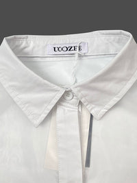 See-Through Solid Color Split-Joint Short Sleeves Lapel Blouses&shirts Tops