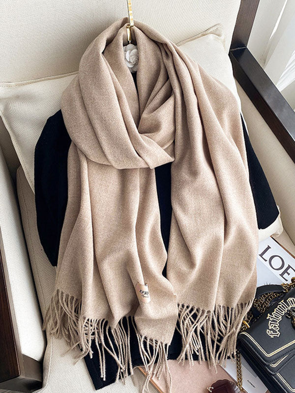 Solid Color Tasseled Scarf Scarfs&Hats