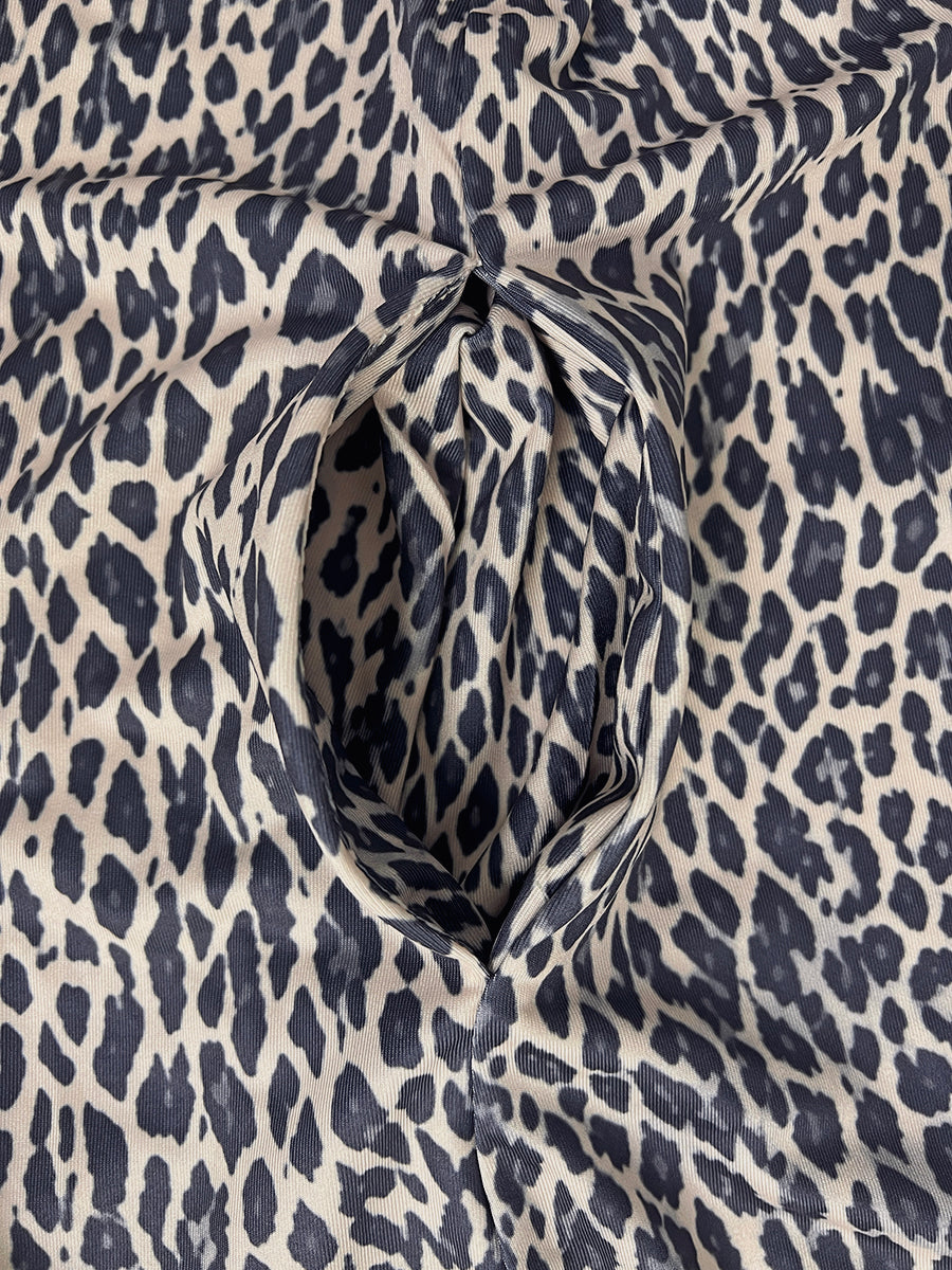 High Waisted Loose Contrast Color Leopard Pleated Pockets Split-Joint Zipper Hooded Anklets Jumpsuits