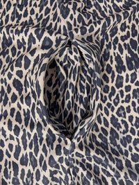 High Waisted Loose Contrast Color Leopard Pleated Pockets Split-Joint Zipper Hooded Anklets Jumpsuits
