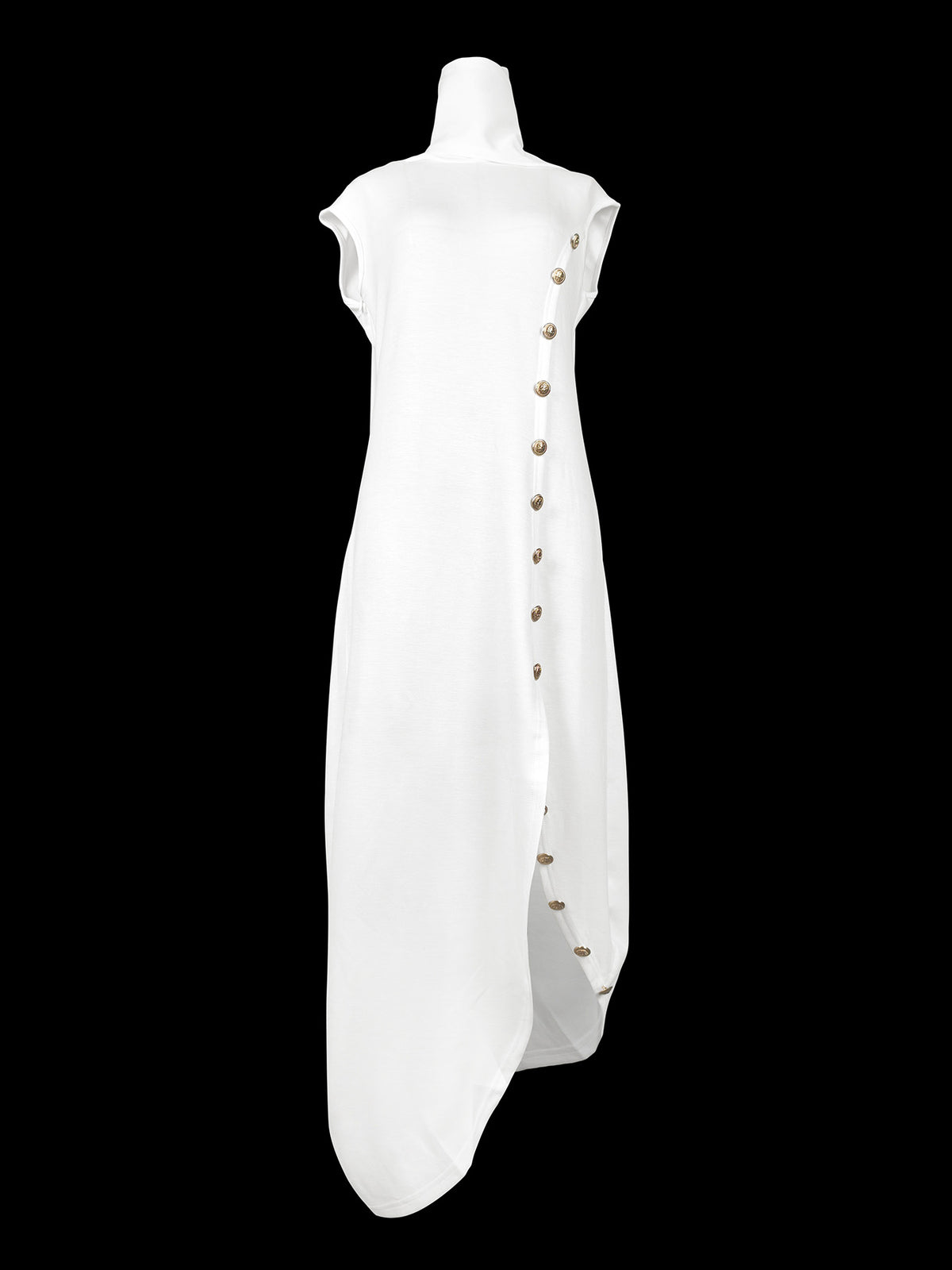 Solid Color Split-Side Loose Sleeveless Shawl Collar Maxi Dresses