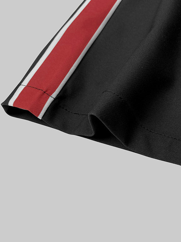 Contrast Color Printed High Waisted Loose Trousers Pants