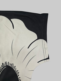 Flower Print Short Sleeves Skinny High Neck T-Shirts Tops