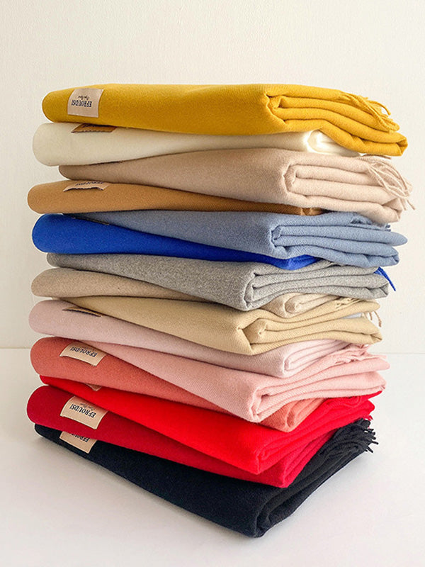 Solid Color Tasseled Scarf Scarfs&Hats