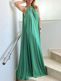 Solid Color Sleeveless Deep V-Neck Maxi Dresses