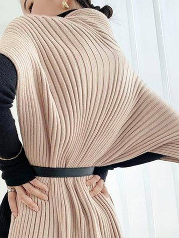 Asymmetric Solid Color Split-Joint Loose High Neck Sweater Tops