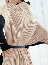 Asymmetric Solid Color Split-Joint Loose High Neck Sweater Tops