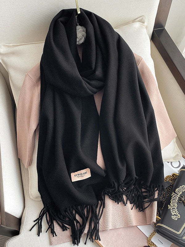Solid Color Tasseled Scarf Scarfs&Hats