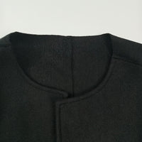 Solid Color Long Sleeves Loose Collarless Woolen Coat