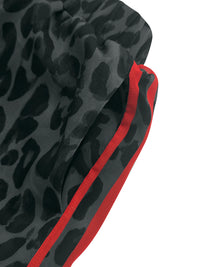 Loose Short Sleeves Contrast Color Leopard See-Through Split-Joint Striped Lapel Blouses&Shirts Tops