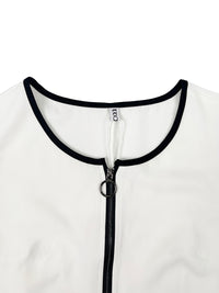 Loose Sleeveless Contrast Color Pockets Zipper V-Neck Jumpsuits