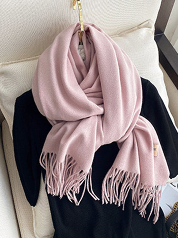 Solid Color Tasseled Scarf Scarfs&Hats