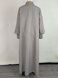 Long Sleeves Loose Solid Color Split-Joint Split-Side Lapel Maxi Dresses Shirt Dress