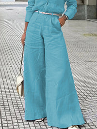High Waisted Loose Solid Color Split-Joint Pants Trousers