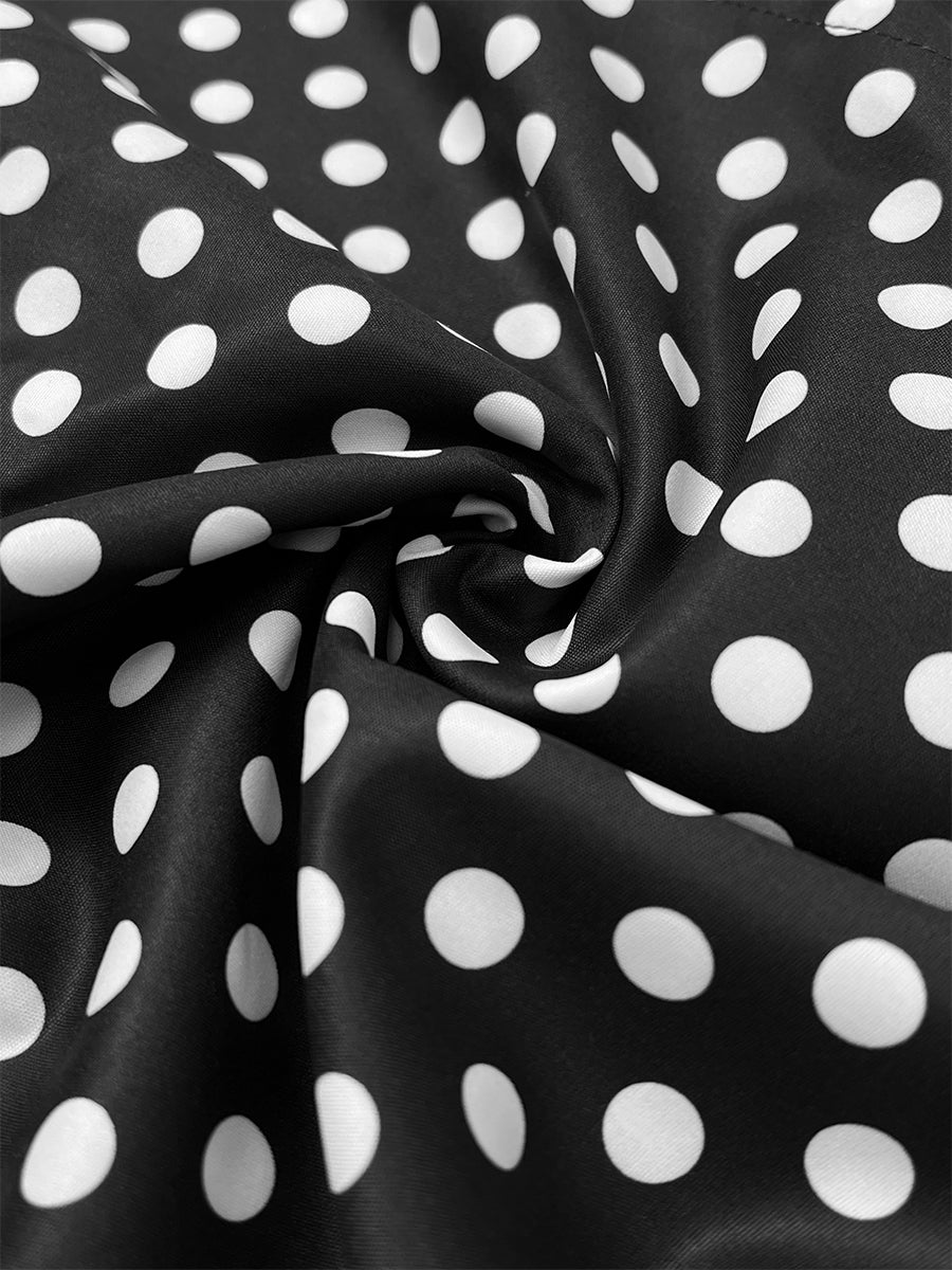 Long Sleeves Loose Buttoned Contrast Color Polka-Dot Split-Joint Lapel Blouses&Shirts Tops