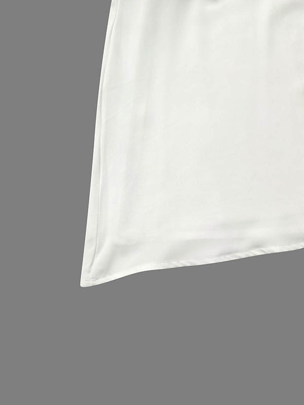 Contrast Color Printed A-Line Capelet Mock Neck Maxi Dresses