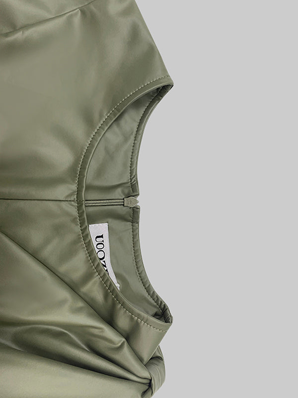 Bowknot Solid Color Split-Joint A-Line Long Sleeves Round-Neck Midi Dresses