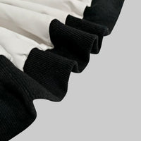 Puff Sleeves Contrast Color Split-Joint Zipper Stand Collar Jackets&Coats