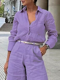 Long Sleeves Loose Solid Color Split-Joint Lapel Blouses&Shirts Tops