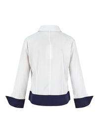 Long Sleeves Buttoned Contrast Color Split-Joint Lapel Blouses&Shirts Tops