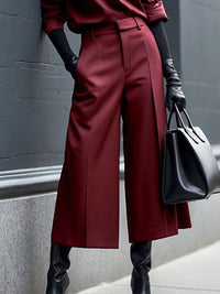 Solid Color Zipper Loose Ninth Pants Trousers Casual Pants Bottoms