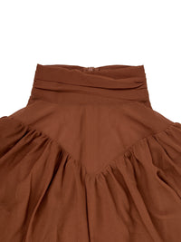 Cape Irregularity Layered Pleated Ruffled See-Through Solid Color Split-Joint High Neck Maxi Dresses